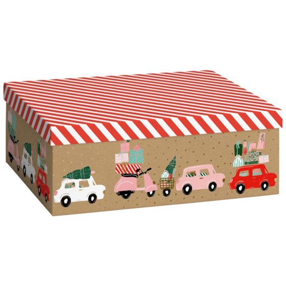Geschenkbox „Anette“ | 24×12×33 cm, 120 g/m², rot/hellbraun