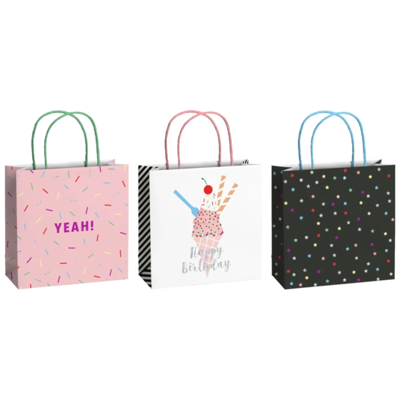 Geschenktaschen-Set „Gelato“ | 20×20×8 cm, 200 g/m², mehrfarbig