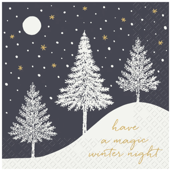 Servietten „Hiver“ | 33×33 cm, schwarz, 20 Stück