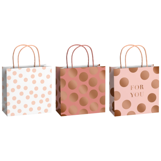 Geschenktaschen-Set „Vanda“ | 20×20×8 cm, 200 g/m², terracotta/hellrosa, 3 Stück