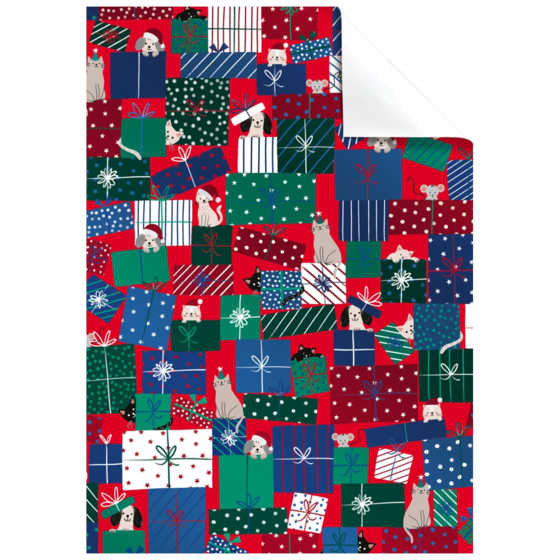 Geschenkpapier-Bogen „Taly“ | 50×70 cm, 76 g/m², rot/dunkelblau