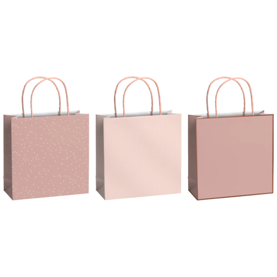 Geschenktaschenset “Paro” | 20×20×8 cm, 200 gsm, antique rose/rose, 3 piece(s)