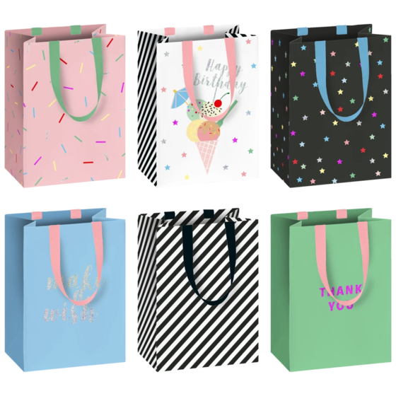 Geschenktasche „Gelato“ | 10×14×8 cm, 200 g/m², mehrfarbig