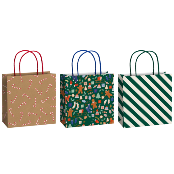 Geschenktaschen-Set „Marioka“ | 20×20×8 cm, 200 g/m², dunkelgrün/braun