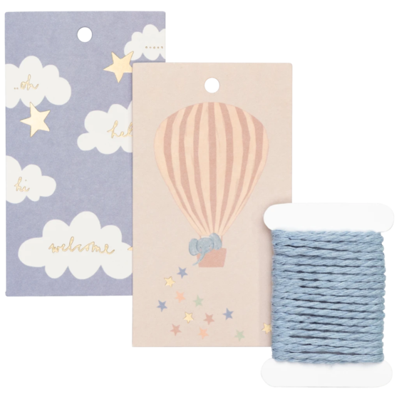 Geschenkanhänger-Set „Mimmo“ | beige/blau