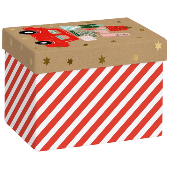 Geschenkbox „Anette“ | 12×12×16,5 cm, 120 g/m², rot/hellbraun