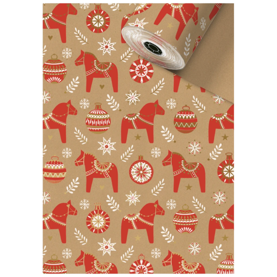 Geschenkpapier Sécaré-Rolle „Dala“ | 70 cm × 250 m, 70 g/m², rot/hellbraun