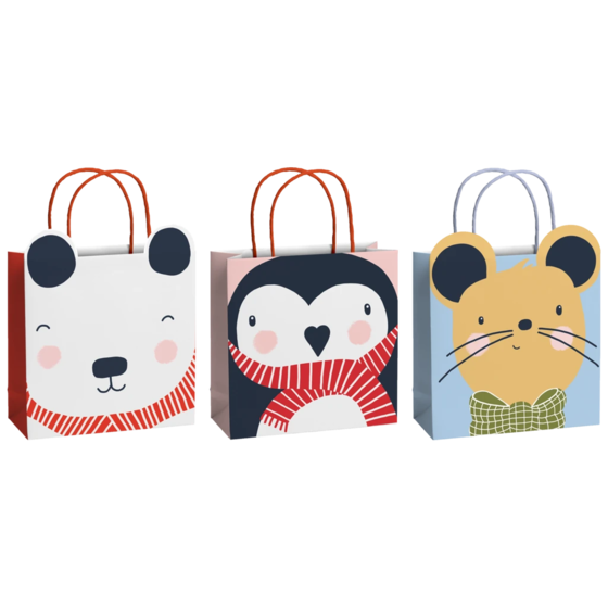 Geschenktaschen-Set „Malik“ | 20×20×8 cm, 200 g/m², weiß/caramel, 3 Stück