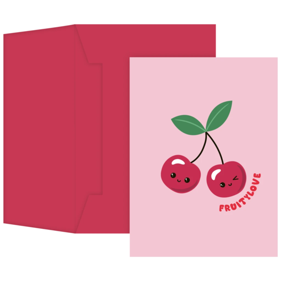 Grußkarte „Yumi“ mit passendem Briefumschlag | A6, rosa/kirschrot