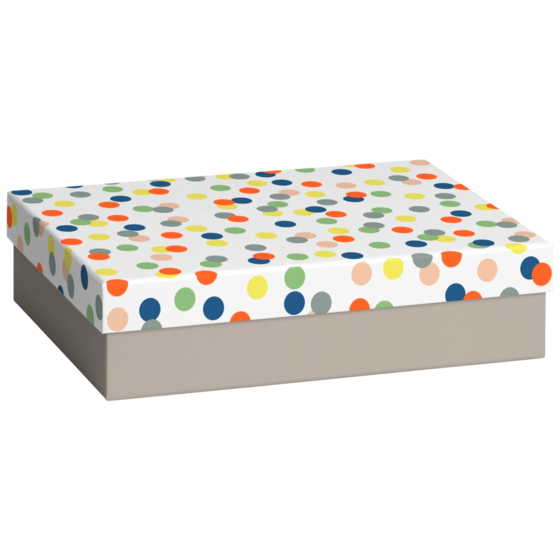 Geschenkbox „Harlie“ | 24×6×16,5 cm, weiß/bunt