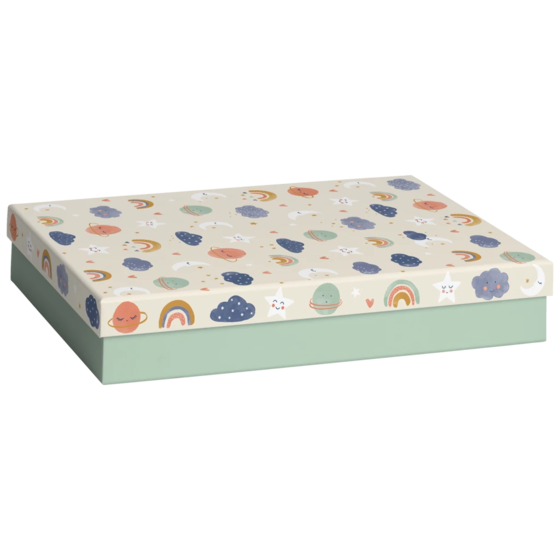 Geschenkbox „Hiroko“ | 33×6×24 cm, beige/mint