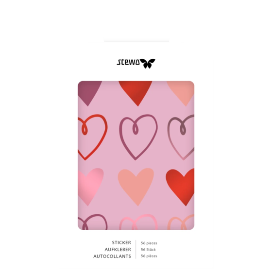 Aufkleber Bogen „Amaia“ | 110×150 mm, rosa/rot, 4 Blatt