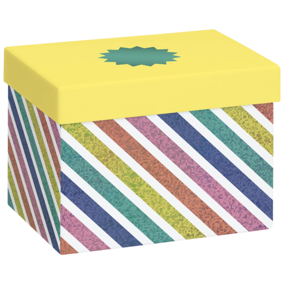 Geschenkbox „Naoki“ | 12×12×16,5 cm, 120 g/m², pastellgelb/bunt