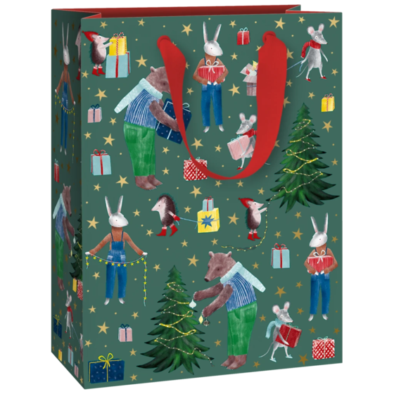 Geschenktasche „Melin“ | 23×30×13 cm, 250 g/m², dunkelgrün