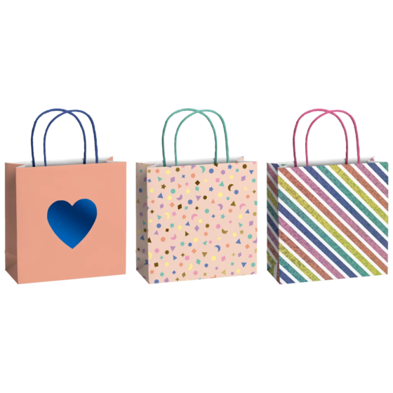 Geschenktaschen-Set „Naoki“ | 20×20×8 cm, 200 g/m², bunt, 3 Stück