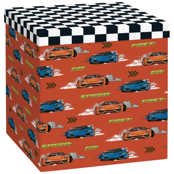 Geschenkbox „Schorsch“ | 23×24×23 cm, 120 g/m², rot/schwarz