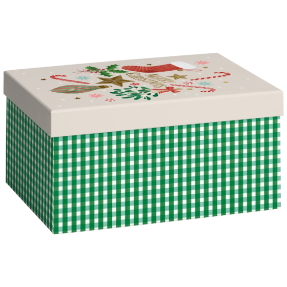 Geschenkbox „Charlize“ | 16×12×24 cm, 120 g/m², beige/dunkelgrün
