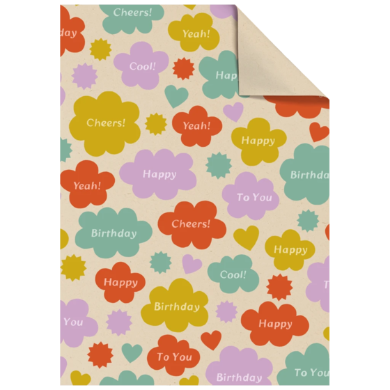 Geschenkpapier-Bogen „Jorin“ | 50×70 cm, 70 g/m², hellbraun/mehrfarbig