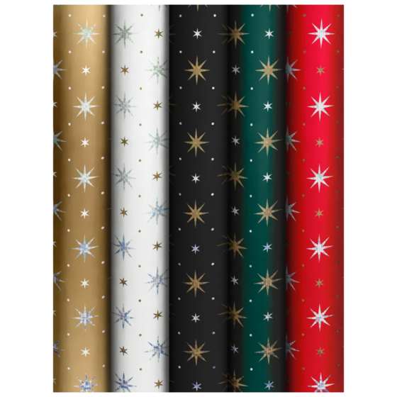 Geschenkpapier „Glittering Stars“ | 76 g/m², sortiert