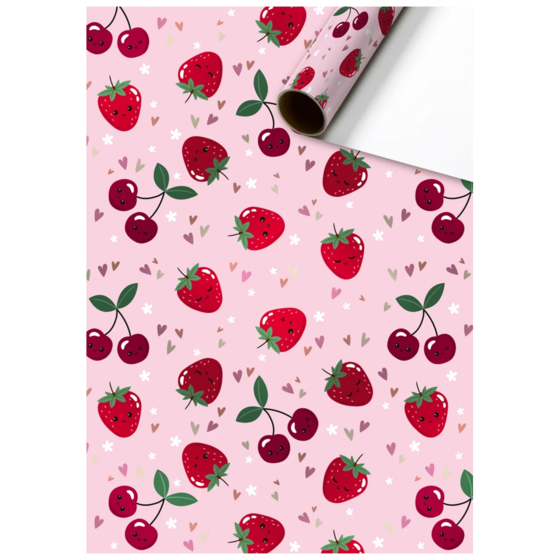 Geschenkpapier „Yumi“ | 70 cm × 1,5 m, 76 g/m², rosa/kirschrot