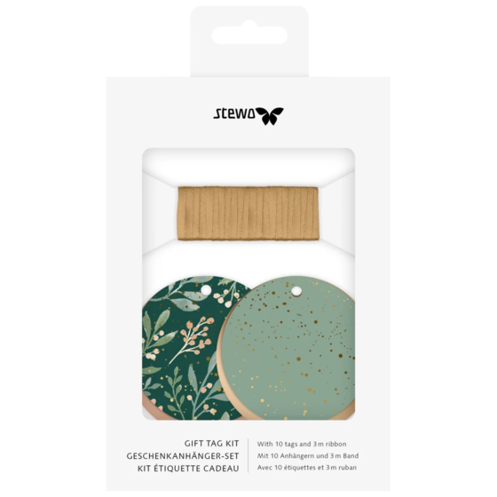 Geschenkanhänger-Set „Arona“ | dunkelgrün/salbei