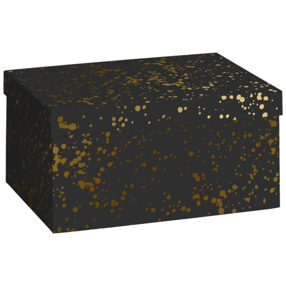 Geschenkbox „Sprenkel“ | 16×12×24 cm, 120 g/m², schwarz