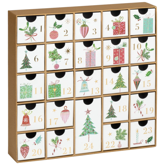 Adventskalender „Inge“ | weiß/gold