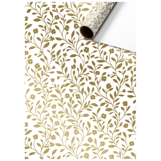Geschenkpapier „Nola“ | 70 cm × 2 m, 80 g/m², weiß/gold metallic