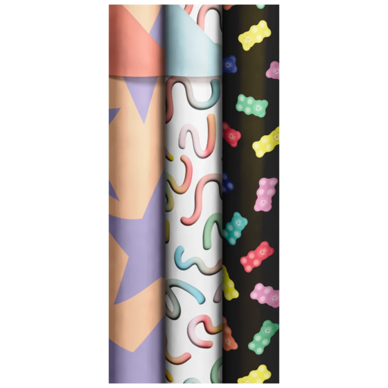 Geschenkpapier „Hello Fun“ | 70 cm × 2 m, 80 g/m², sortiert
