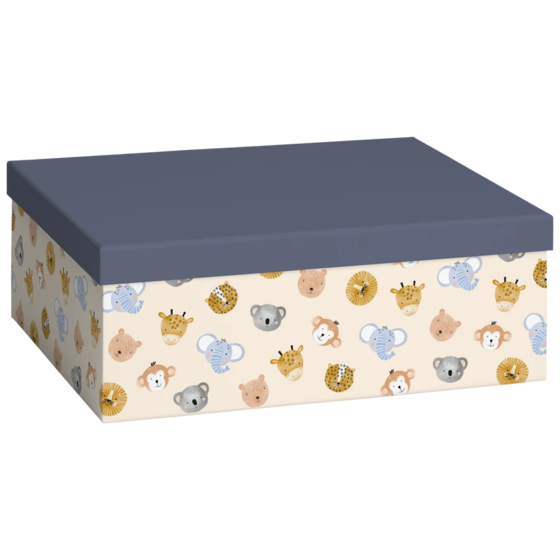 Geschenkbox „Buba“ | 24×12×33 cm, 120 g/m², hellbeige/dunkelblau
