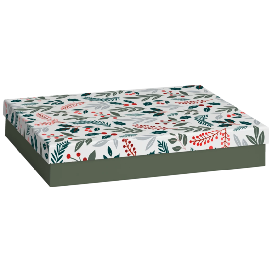 Geschenkbox „Berna“ | 24×6×33 cm, weiß/dunkelgrün