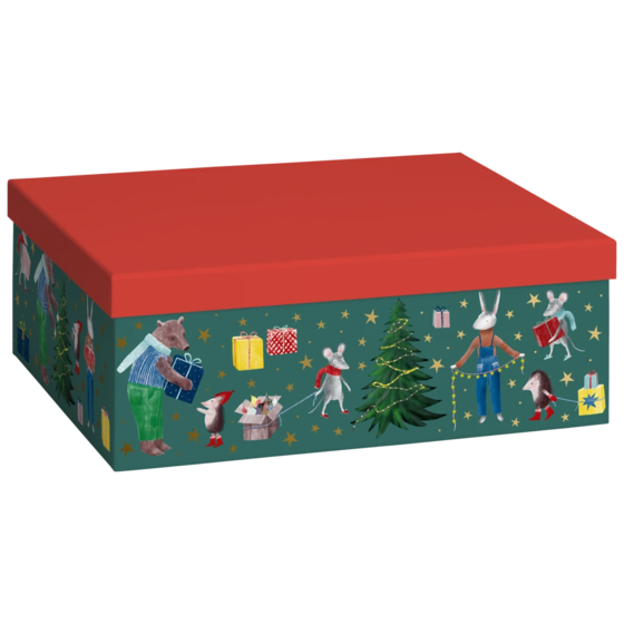 Geschenkbox „Melin“ | 24×12×33 cm, 120 g/m², rot/dunkelgrün