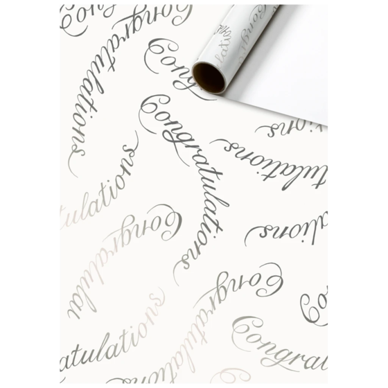Geschenkpapier „Rila“ | 70 cm × 1,5 m, 76 g/m², weiß/silber