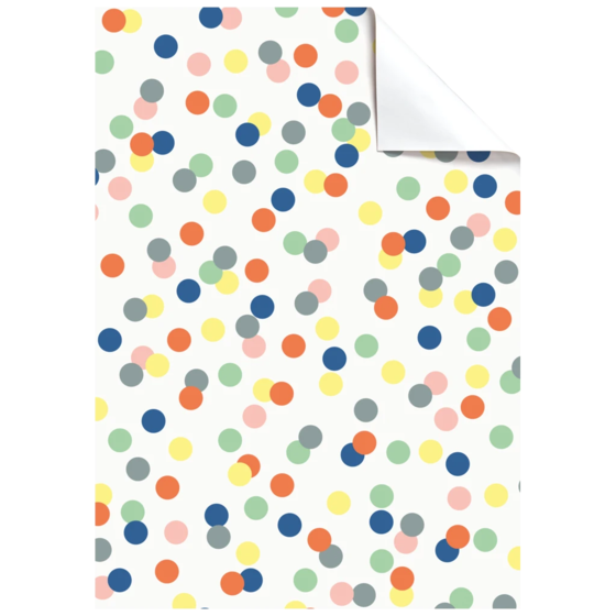 Geschenkpapier-Bogen „Harlie“ | 100×70 cm, 80 g/m², weiß/mehrfarbig
