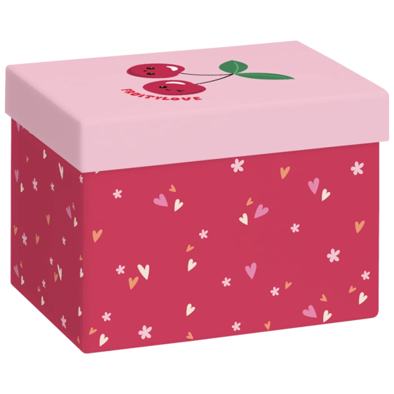 Geschenkbox „Yumi“ | 12×12×16,5 cm, 120 g/m², rosa/kirschrot