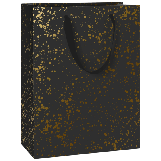 Geschenktasche „Sprenkel“ | 28×36×15 cm, 230 g/m², schwarz