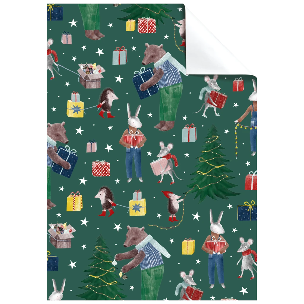 Feuille de papier cadeau « Melin » | 50×70 cm, 80 g/m², vert foncé