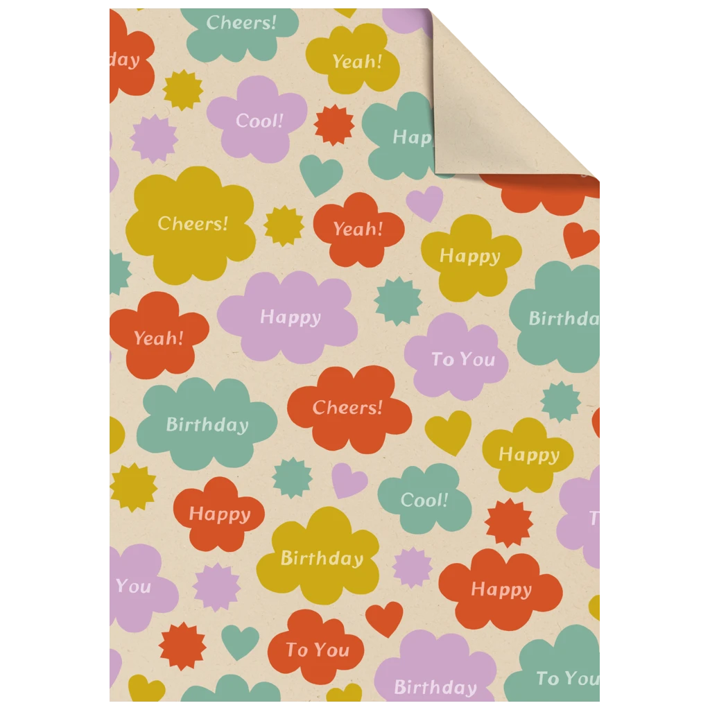 Geschenkpapier-Bogen „Jorin“ | 50×70 cm, 70 g/m², hellbraun/mehrfarbig