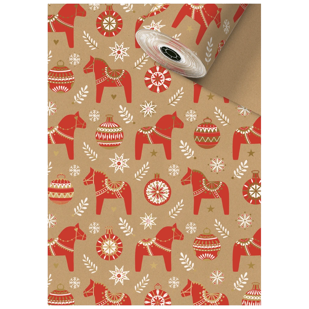 Geschenkpapier Sécaré-Rolle „Dala“ | 30 cm × 250 m, 70 g/m², rot/hellbraun