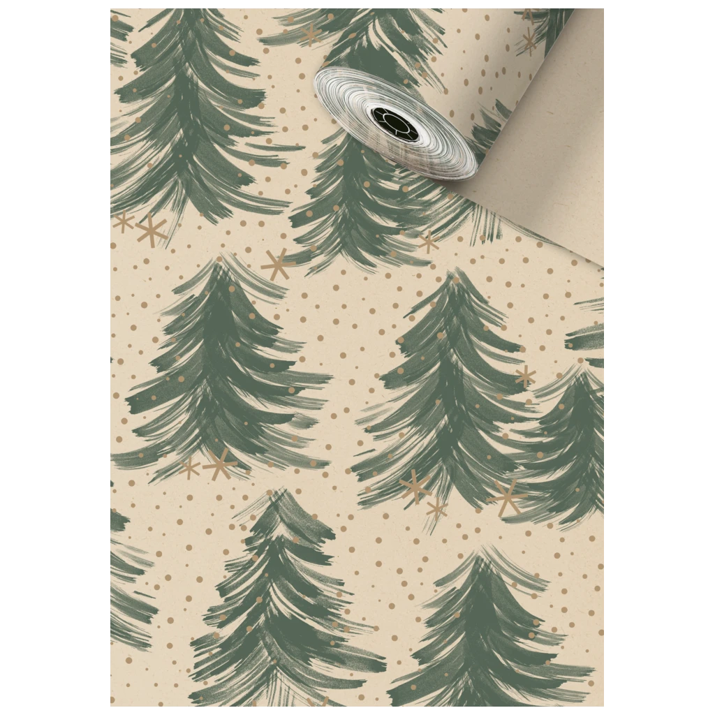 Geschenkpapier Sécaré-Rolle „Inverno“ | 30 cm × 150 m, 70 g/m², grün/hellbraun