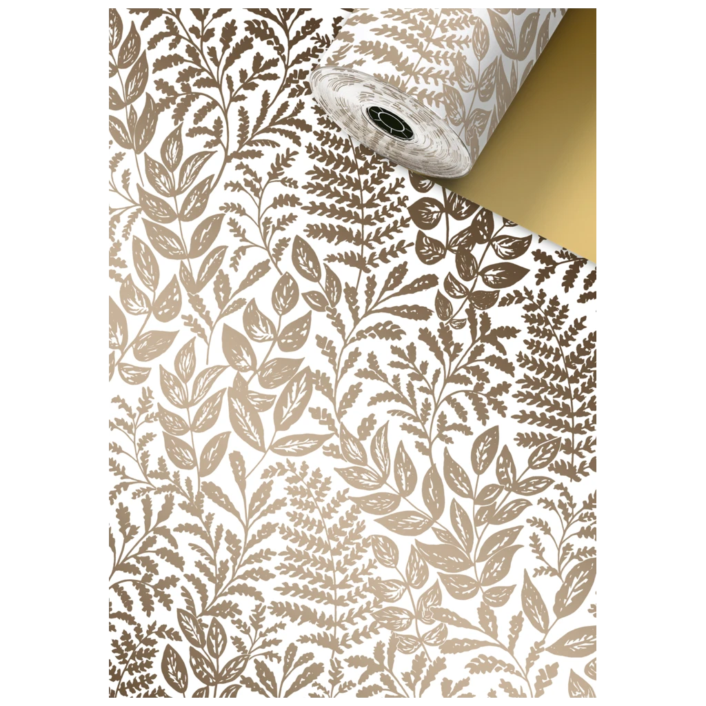 Geschenkpapier | 50 cm × 250 m, 80 g/m², weiß/gold
