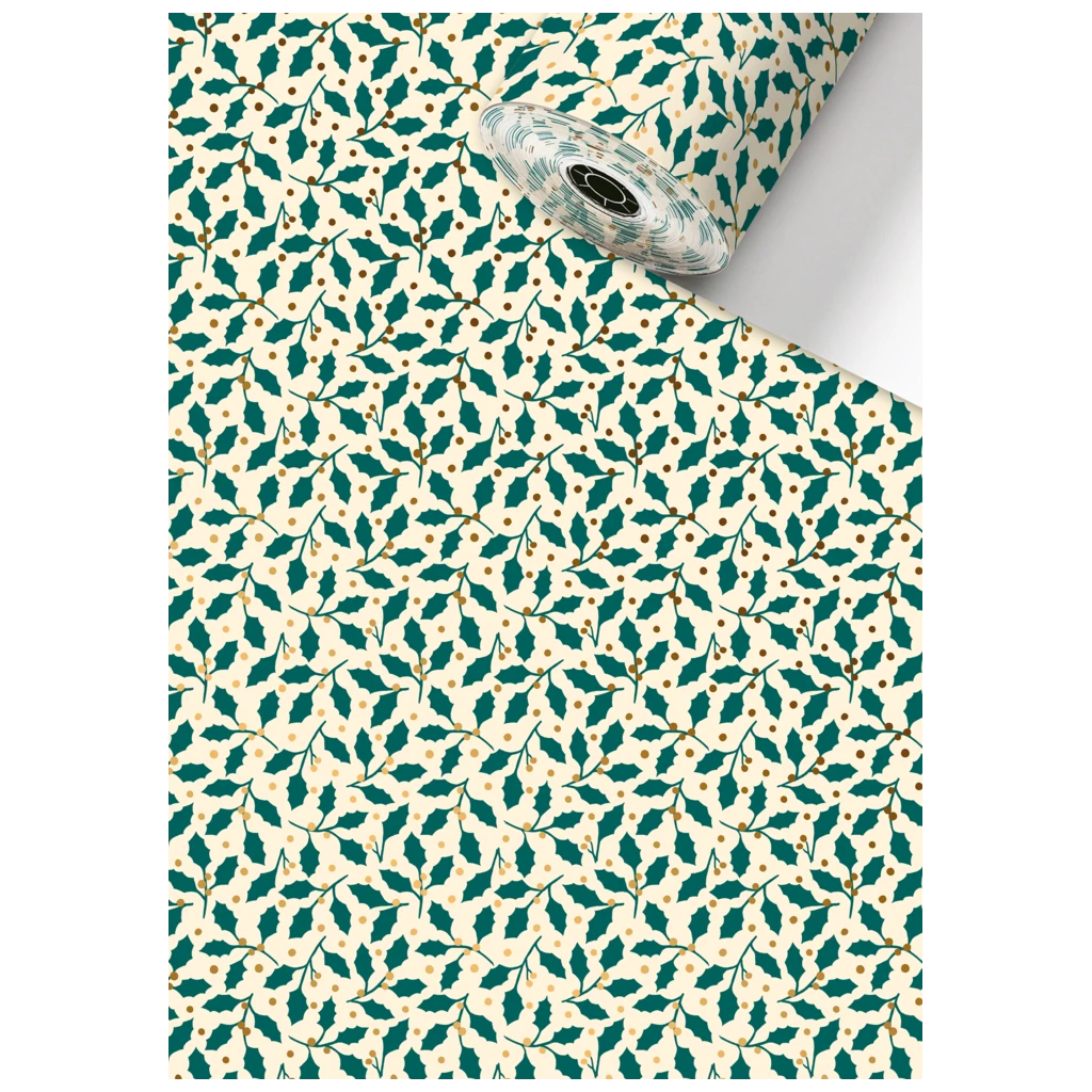 Geschenkpapier Sécaré-Rolle „Hatty“ | 70 cm × 250 m, 80 g/m², hellbeige/grün