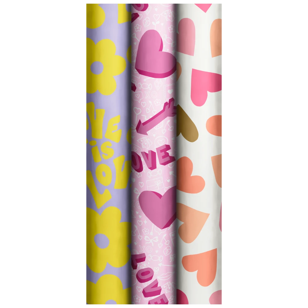Geschenkpapier „Love Hug“ | 70 cm × 2 m, sortiert
