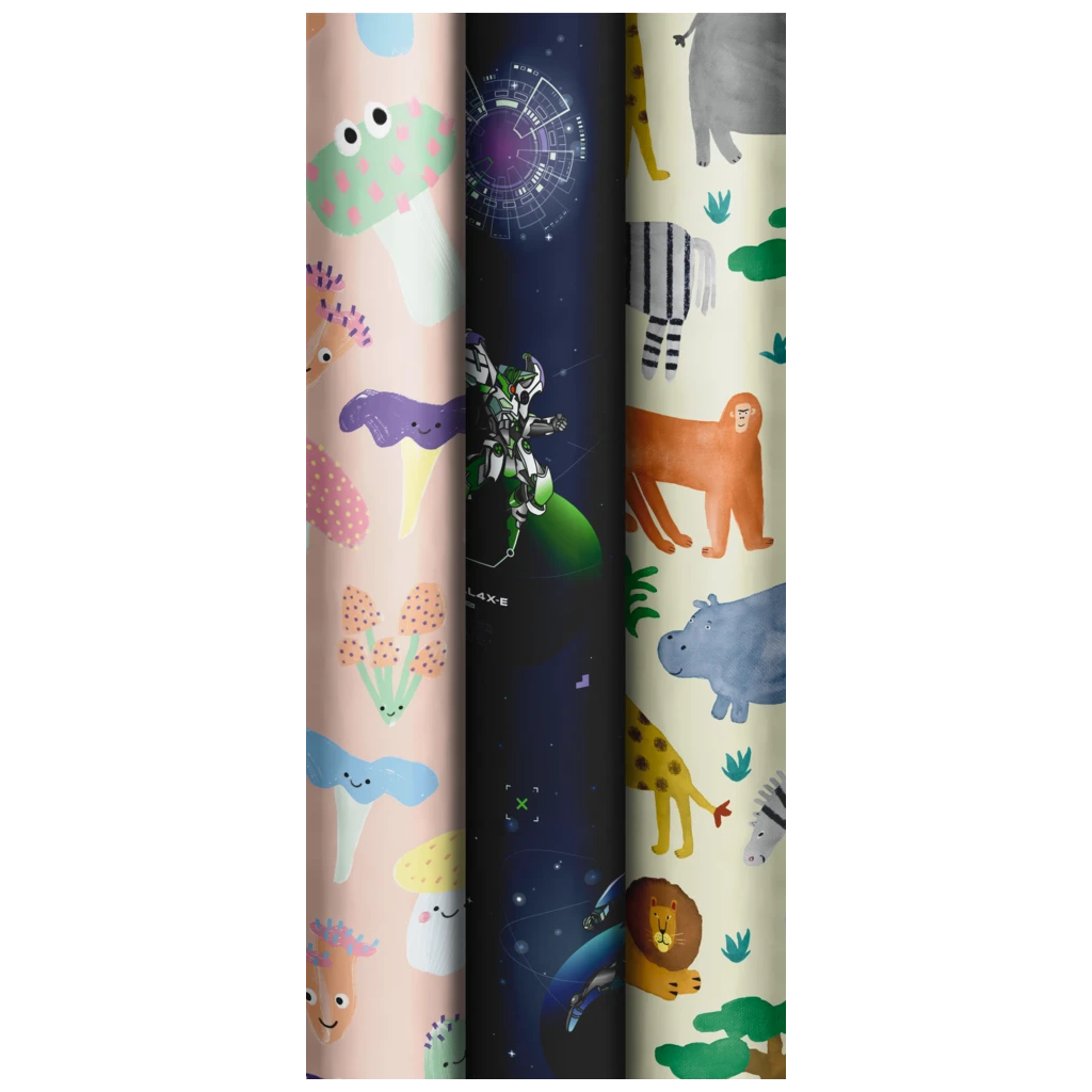 Geschenkpapier „Kids Power“ | 70 cm × 2 m, 80 g/m², sortiert