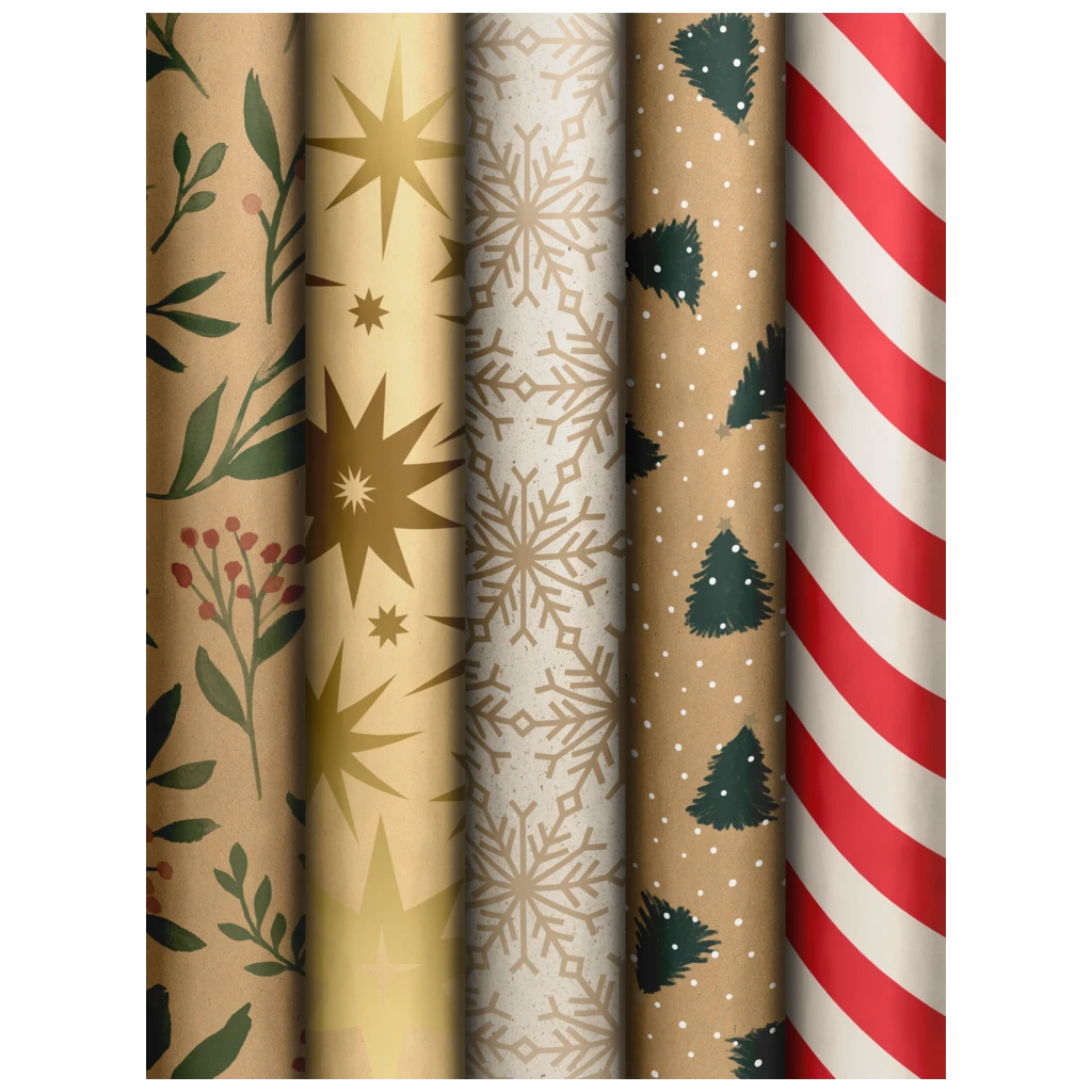 Geschenkpapier „Natural Holidays“ | 70 cm × 2 m, sortiert