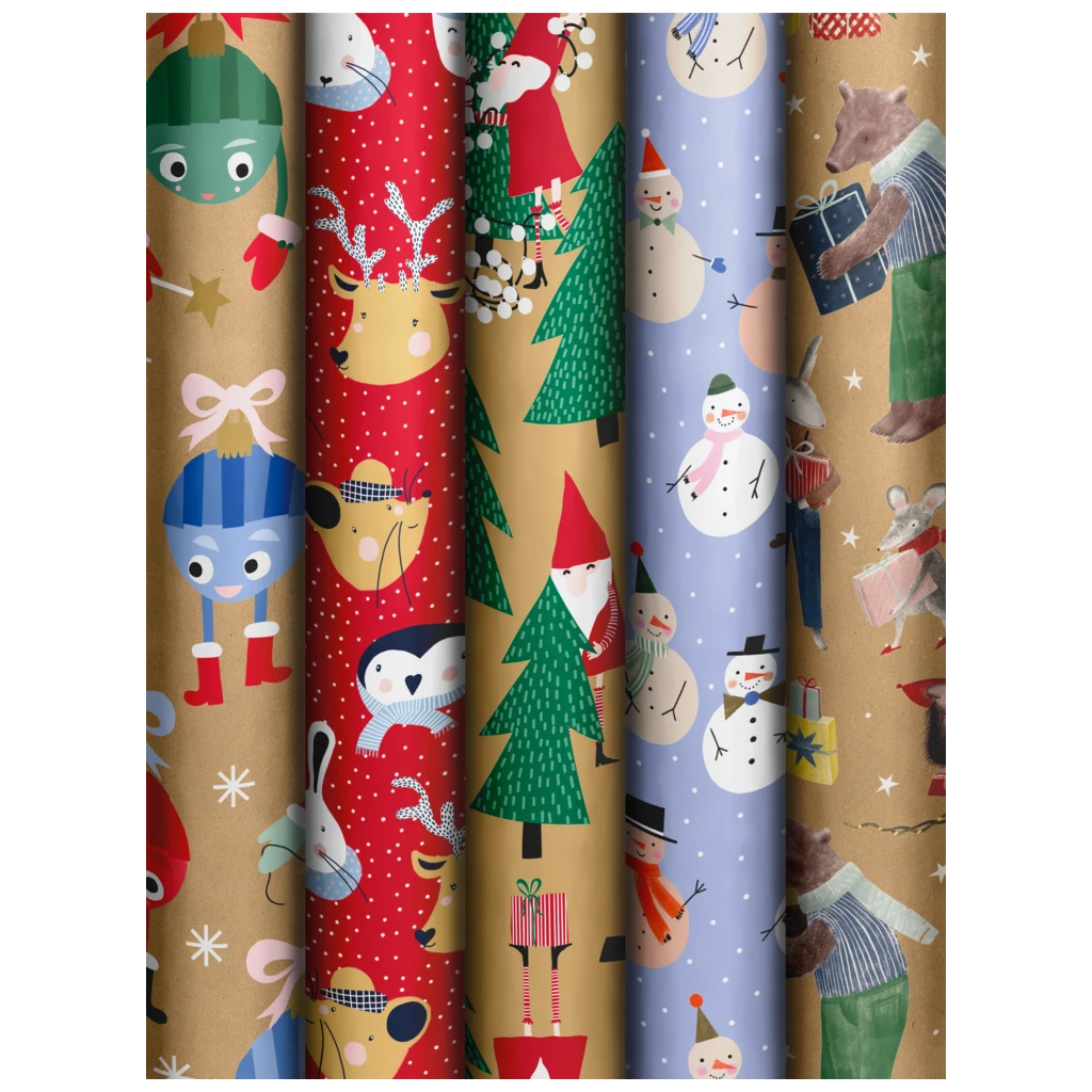 Geschenkpapier „Festive Kids“ | 70 cm × 2 m, sortiert
