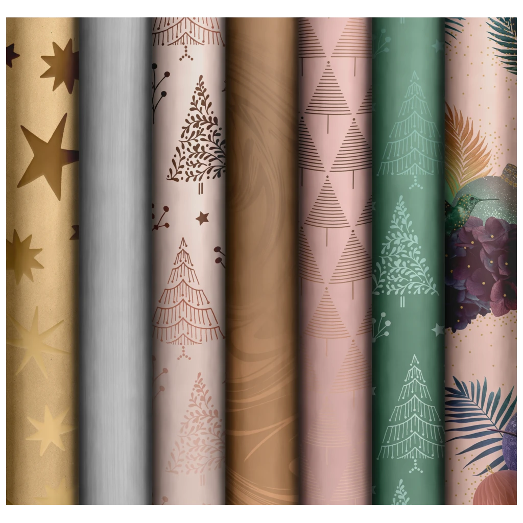 Geschenkpapier „Basic Christmas Elegant“ | 70 cm × 2 m, sortiert