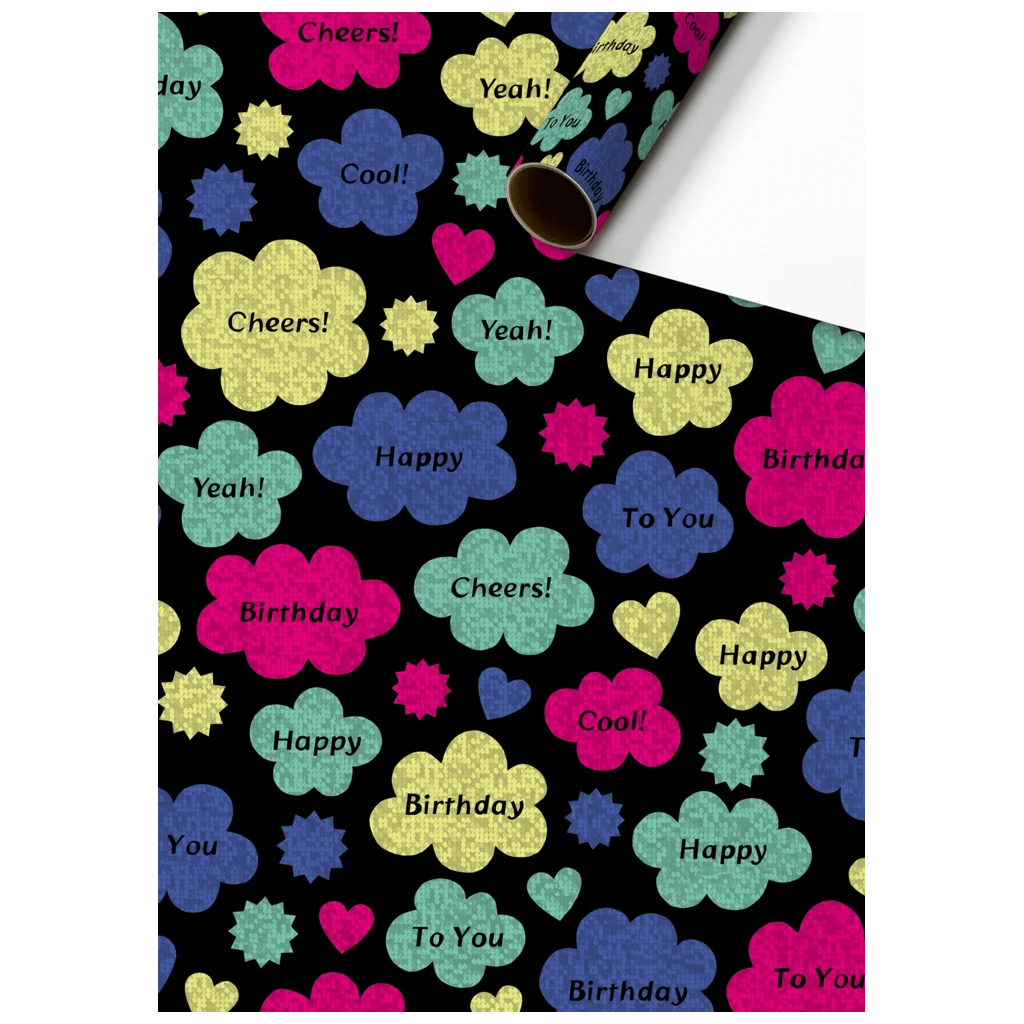 Geschenkpapier „Jorin“ | 70 cm × 1,5 m, 76 g/m², schwarz/mehrfarbig