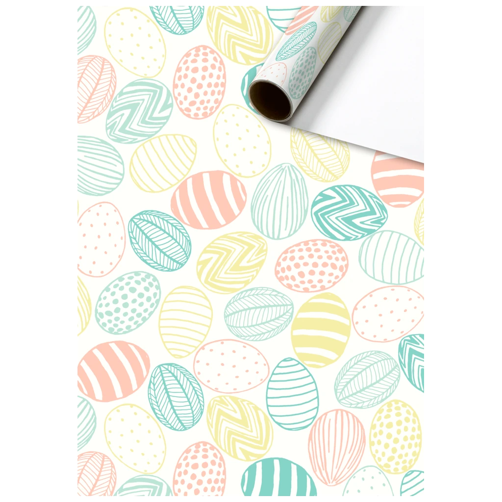 Geschenkpapier „Obi“ | 70 cm × 2 m, 80 g/m², weiß/mehrfarbig, pastell