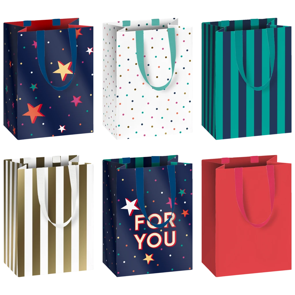 Geschenktasche „Starlett“ | 10×14×8 cm, 200 g/m², mehrfarbig